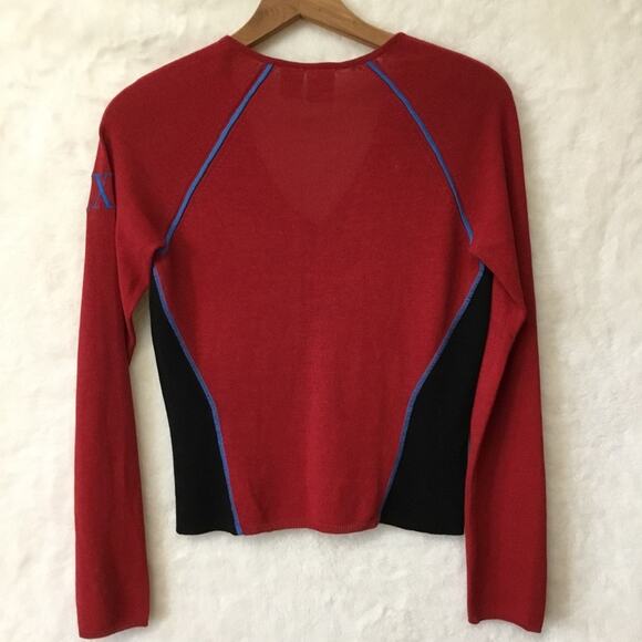 Armani Exchange Red Color-blocked Sweater - Picture 7 of 11